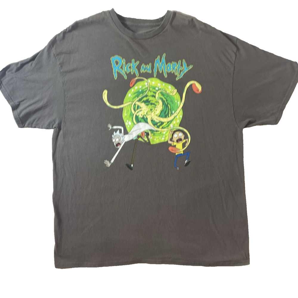 Rick and Morty Men's 2XL T-shirt Cartoon Network Adult Swim Gray